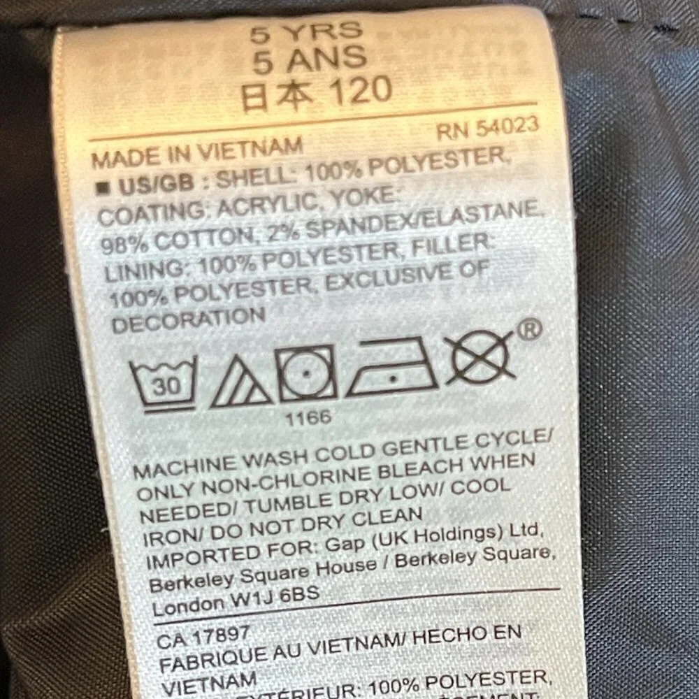 GAP kids puffer vest navy corduroy full zip 5 boy